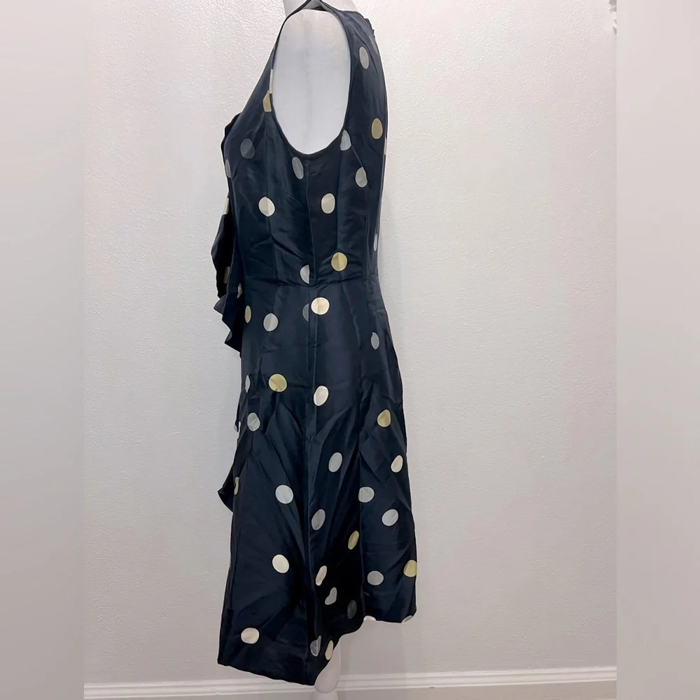 Kate Spade Bailey Women's Silk Sleeveless Dress Navy Blue Polka Dot Size 6‎